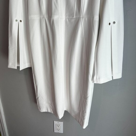 Tommy Hilfiger Women's Slit Sleeve Sheath Knee Length Dress Size 8 Off White - Picture 4 of 11